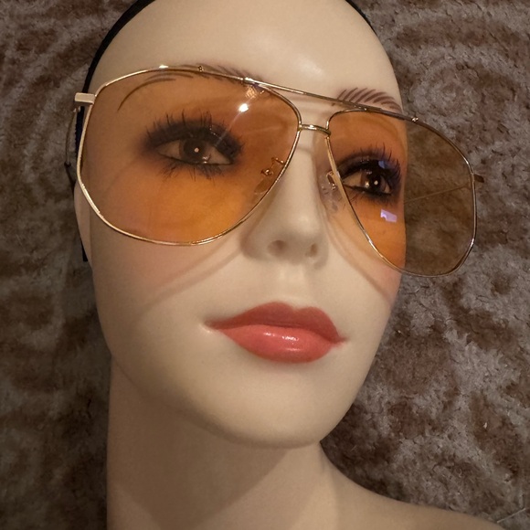 Orange lens sunglasses aviator gold frame main image 4